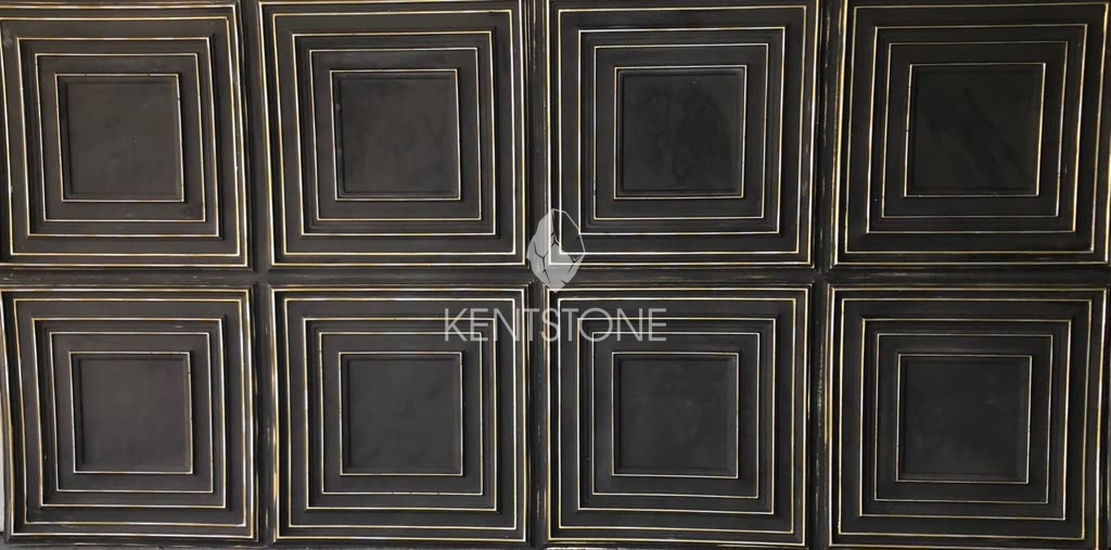 Siyah ve altın varaklı tile karo fiber duvar kaplama paneli, lüks ve modern dekorasyon